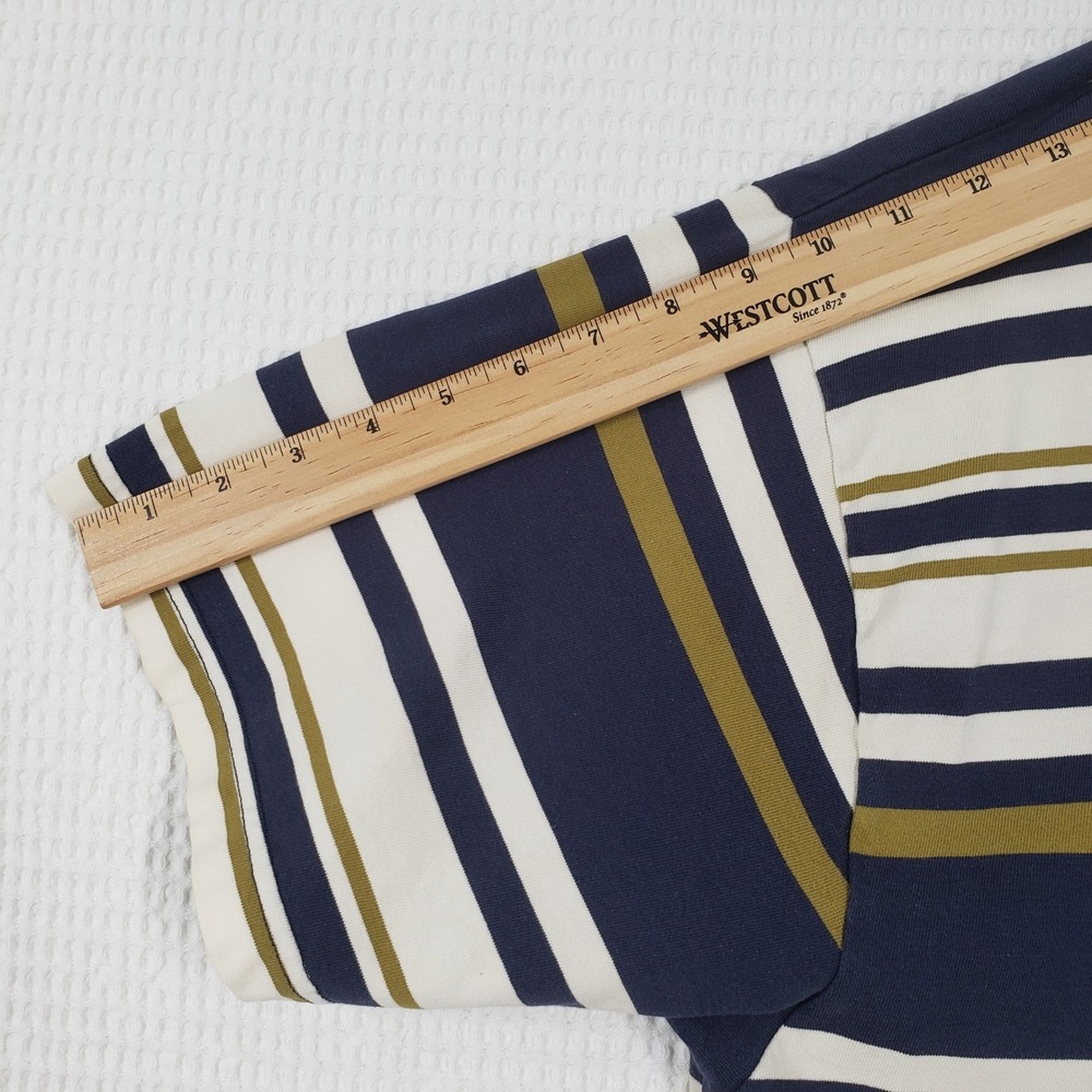 Vintage Structure Polo Shirt Mens Large Green Blue Striped Quarter Zip 90s - Picture 7 of 17